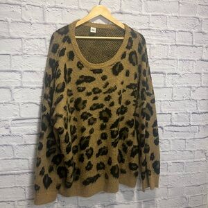 3xl Sew In Love Leopard Print Sweater in Tan and Black